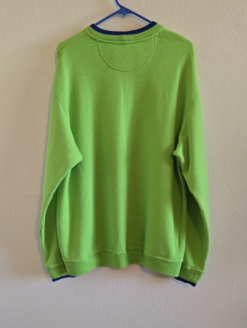 Sergio Tacchini Lime Green Sweatshirt with Blue Trim - XL - Picture 6 of 13